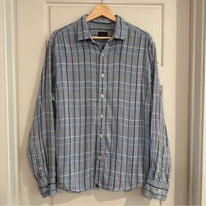 Untuckit Blue Hartley Plaid‎ Casual Cotton Shirt Size Large